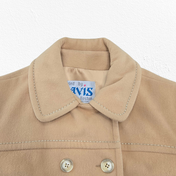 Vintage 60s Davis of Boston Tan Camel Wool Double Breasted Mod Coat Size Medium - Picture 10 of 16